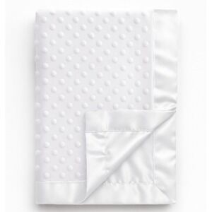Pro Goleem Solid White Raised Minky Dot Baby Blanket Satin Trim Backside Unisex